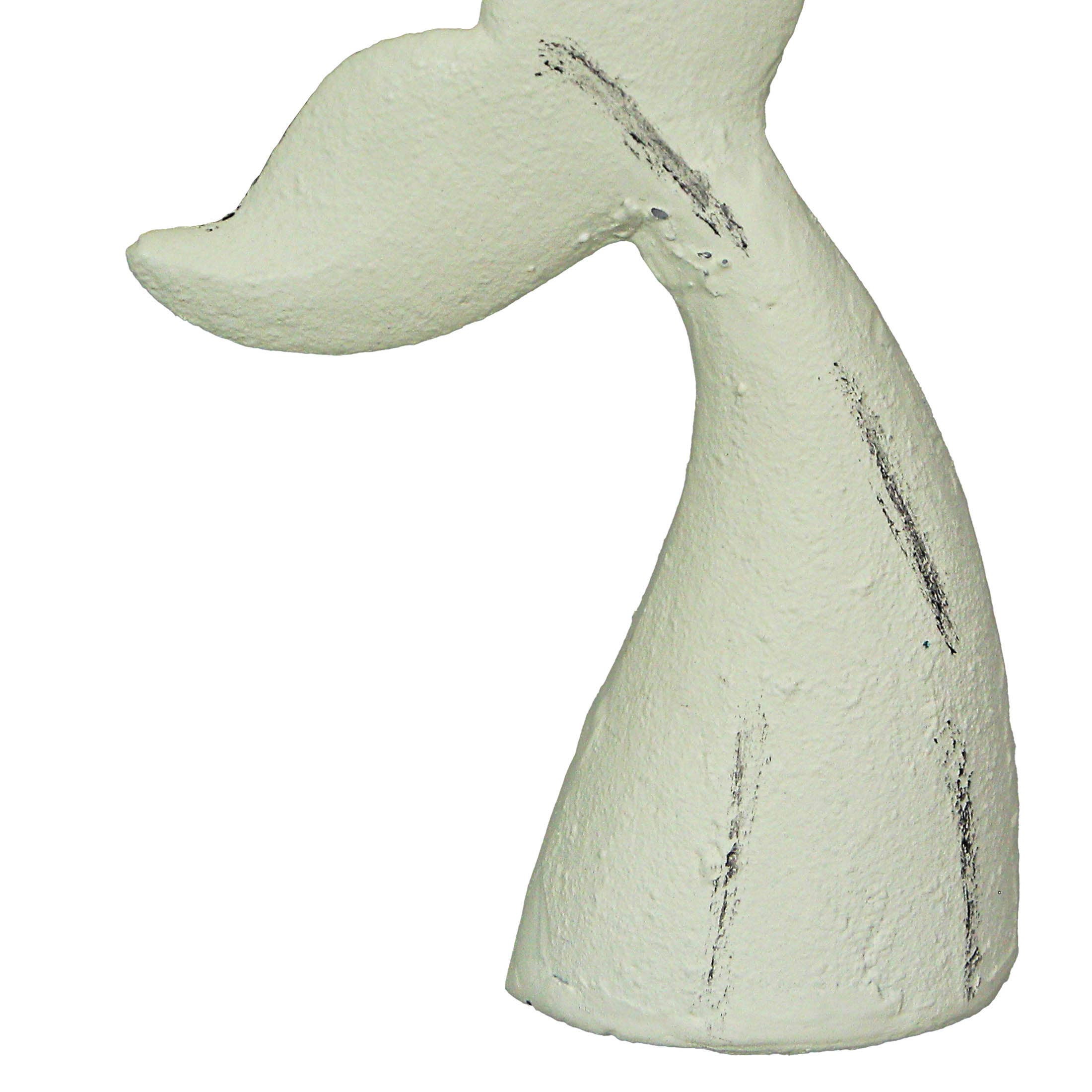 Set of 2 White Cast Iron Whale Tail Bookends