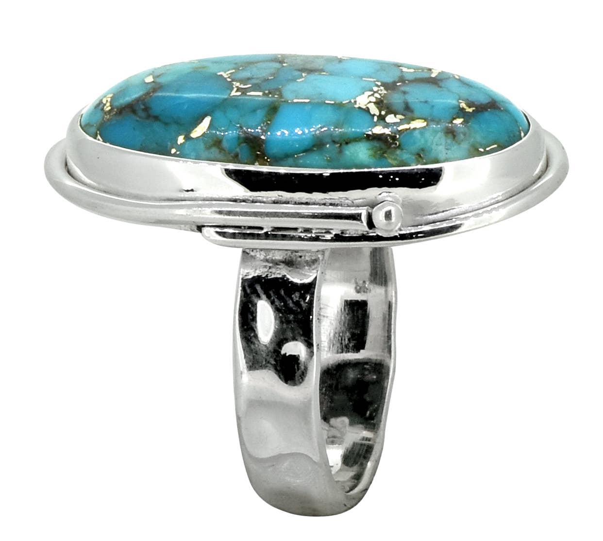 Blue Copper Turquoise Solid 925 Sterling Silver Ring: 6