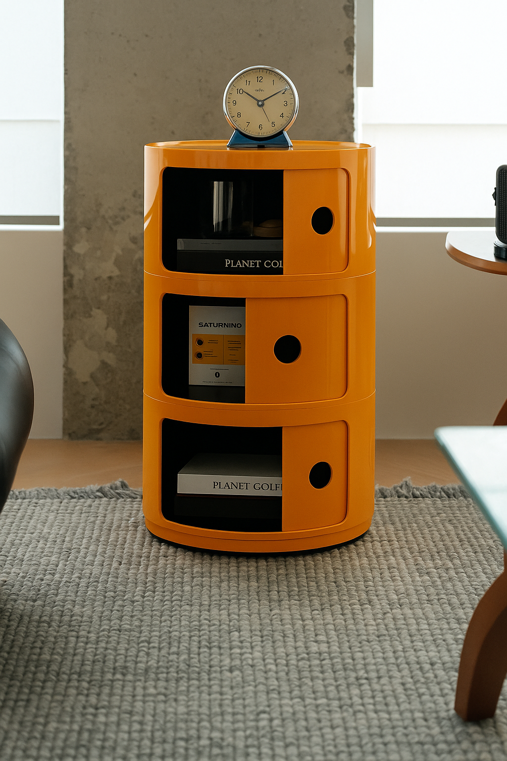 3 Tiers Round Storage Drawers Nightstand