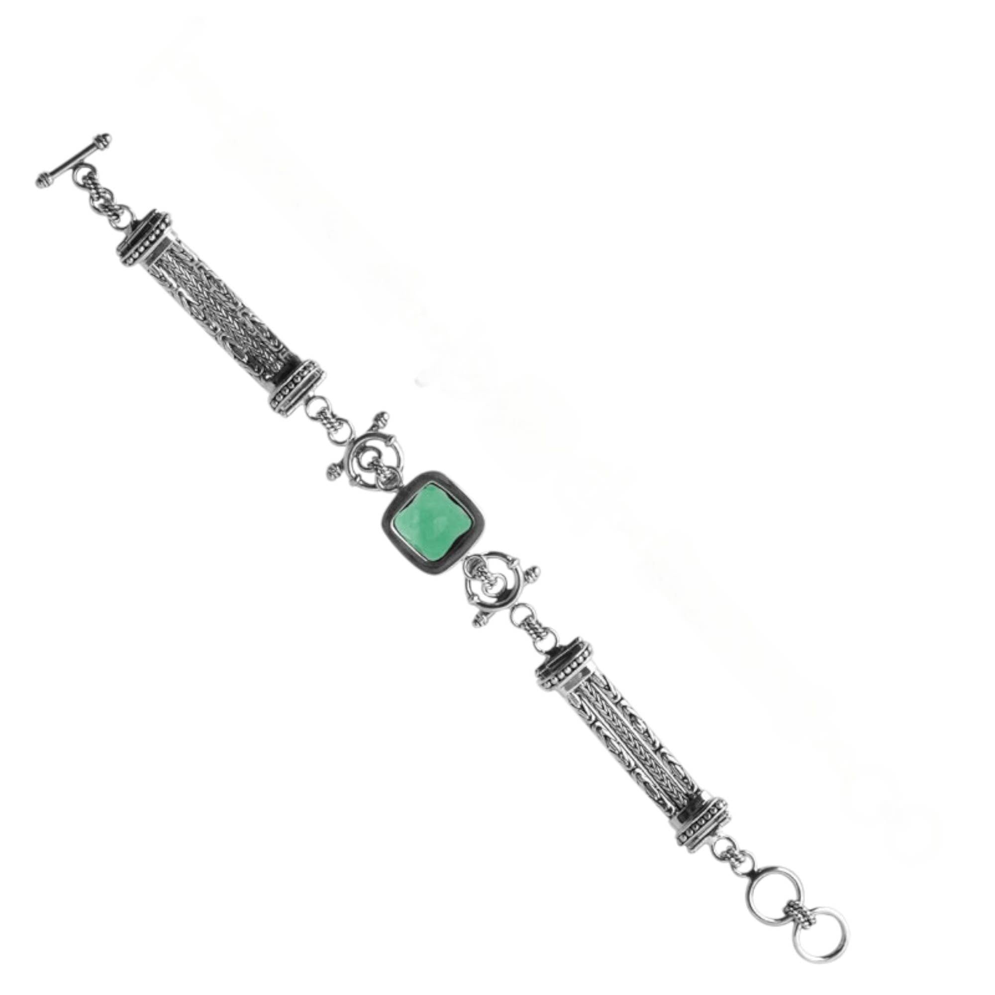 Sterling Silver Green Amethyst Bracelet - Kamaron Bali