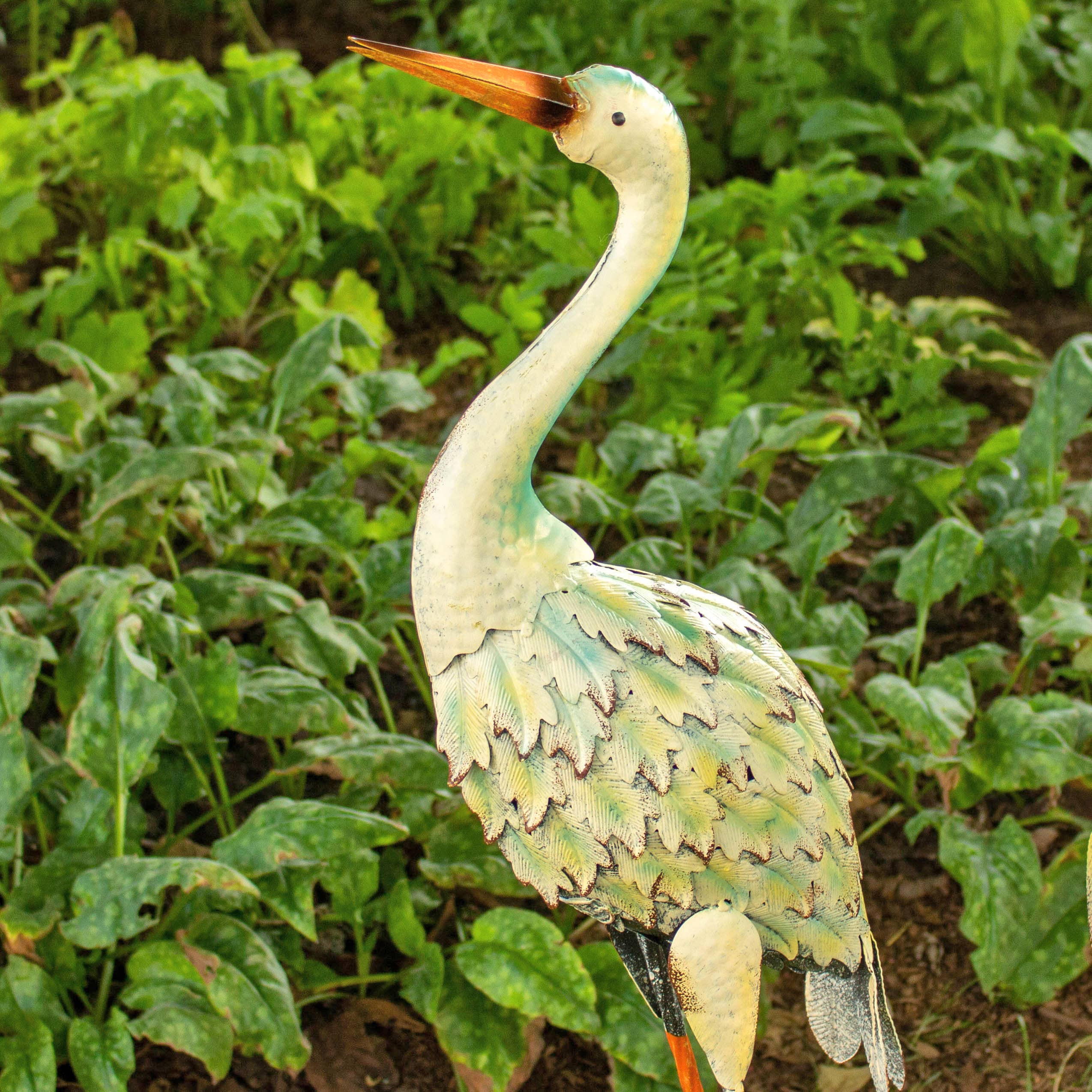 Iron Great White Heron Yard Figurines in 6 Assorted Styles