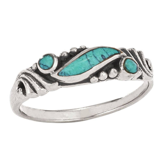 New Wave Turquoise Sterling Silver Ring: Turquoise / 9 / Bohemian