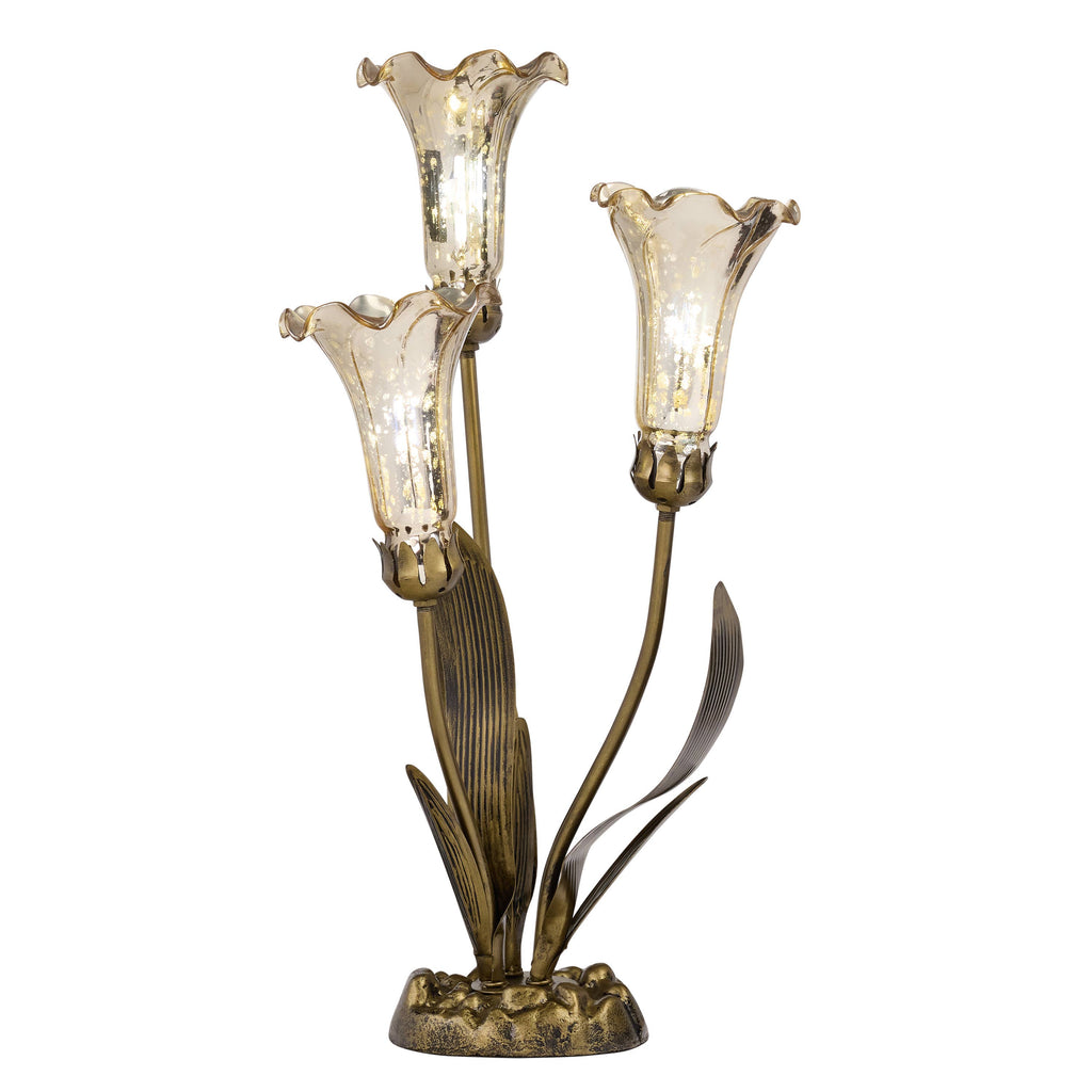 21.75"H Hand Blown Glass 3 Lily Uplight Table Lamp