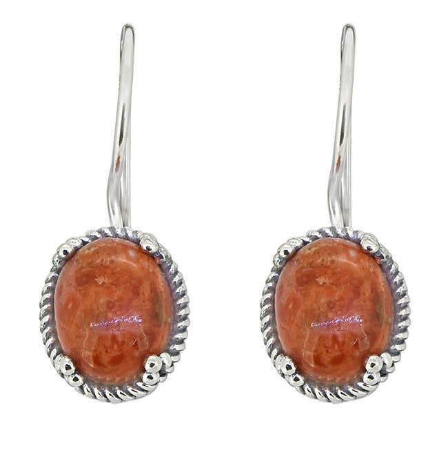 Orange Mohave Turquoise 925 Sterling Silver Dangle Earrings