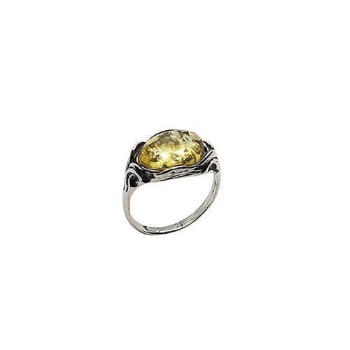 Citrine Amber Oxidized Silver Ring: 7