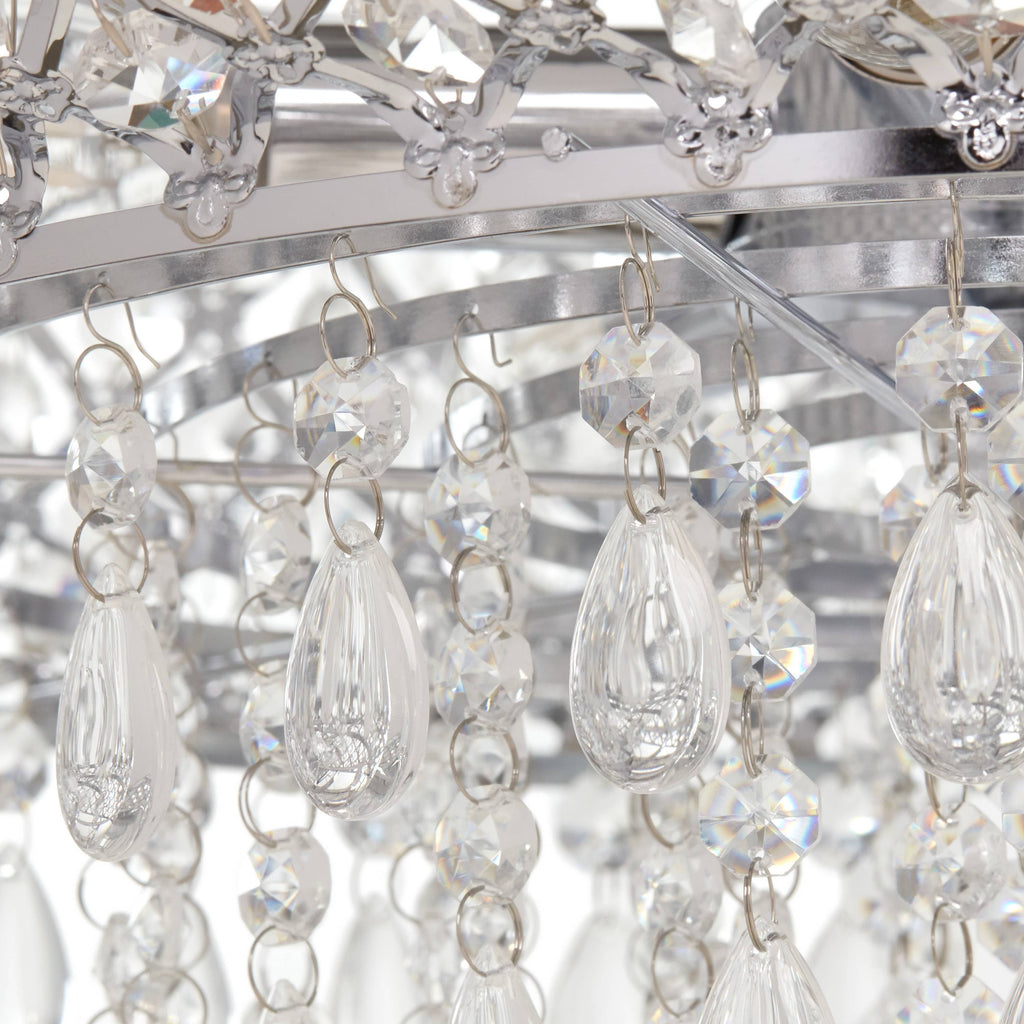 19" Chrome and Faceted Crystal Glam Chandelier