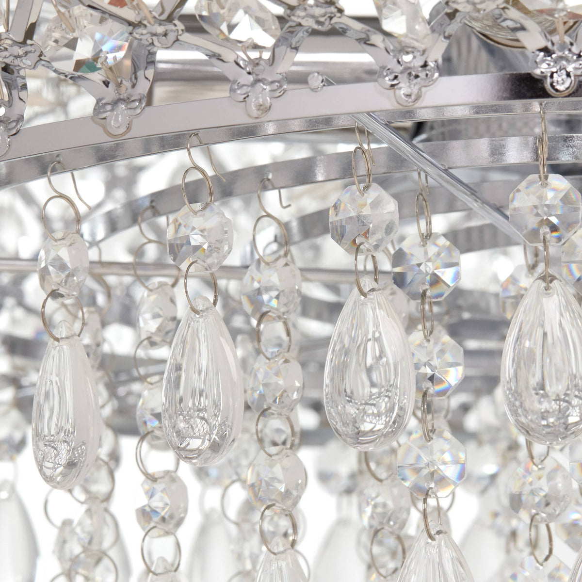 19" Chrome and Faceted Crystal Glam Chandelier