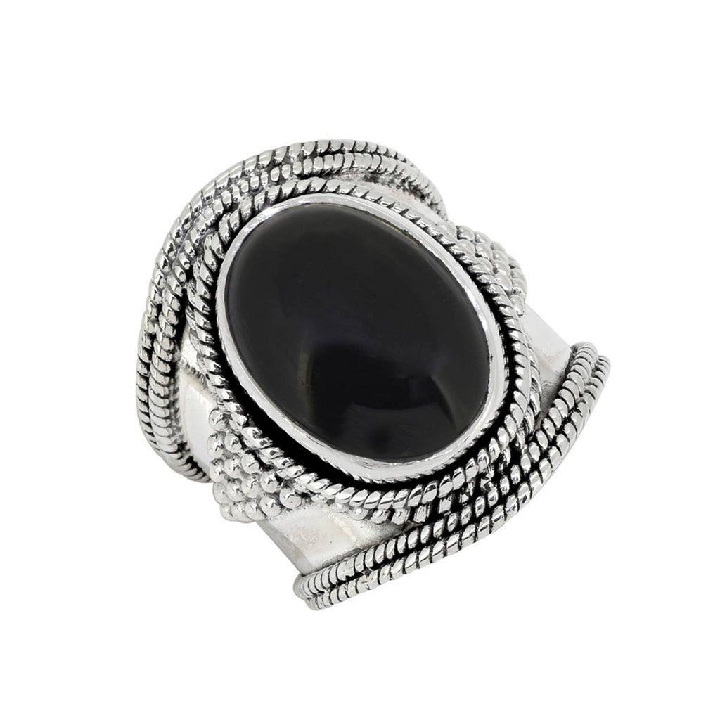 Black Onyx Solid 925 Sterling Silver Solitaire Ring: 8