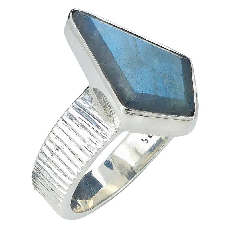 Faceted Labradorite Sterling Silver Ring: 7