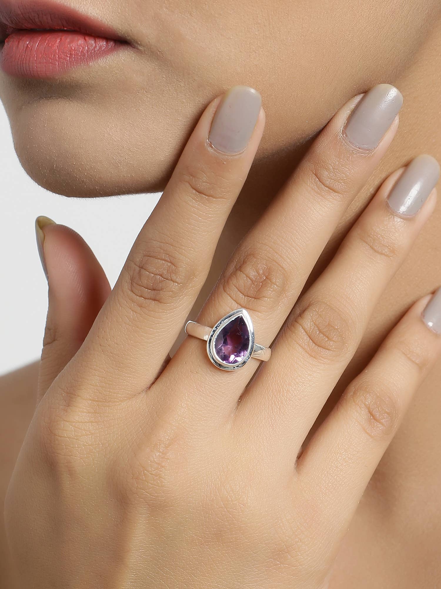 Purple Amethyst 925 Sterling Silver Solitaire Ring: 9