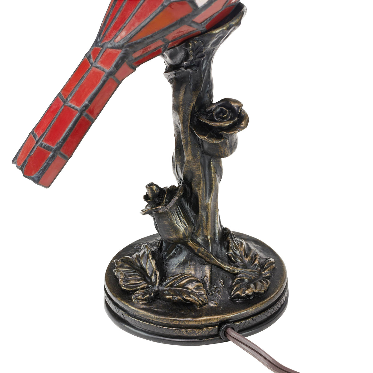 13.5" Skylar Cardinal Red Bird Stained Glass Accent Lamp