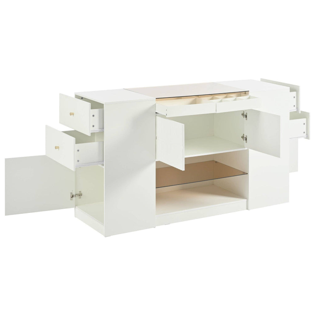 Modern Luxury Island Vanity Dresser with Glass Top&6 Drawer: Default