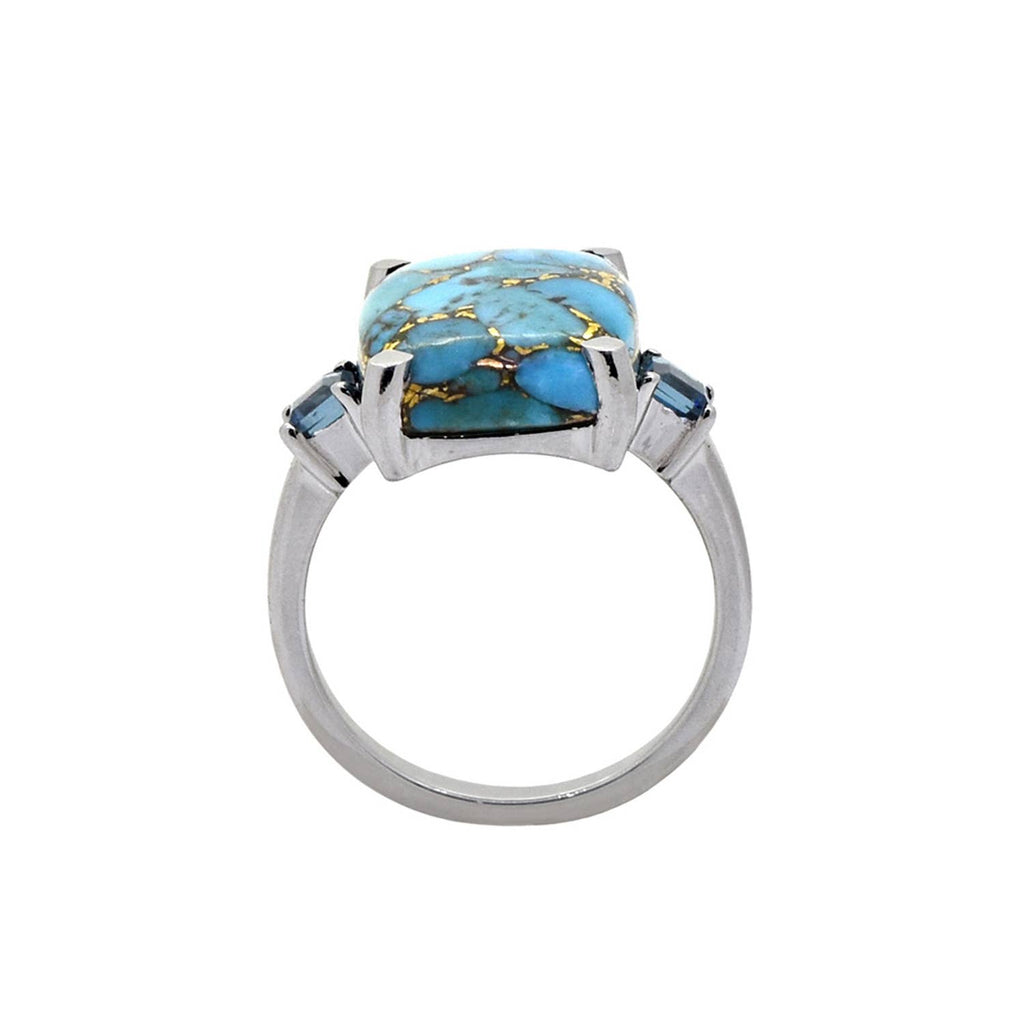 Blue Copper Turquoise 925 Sterling Silver Gemstone Ring: 6