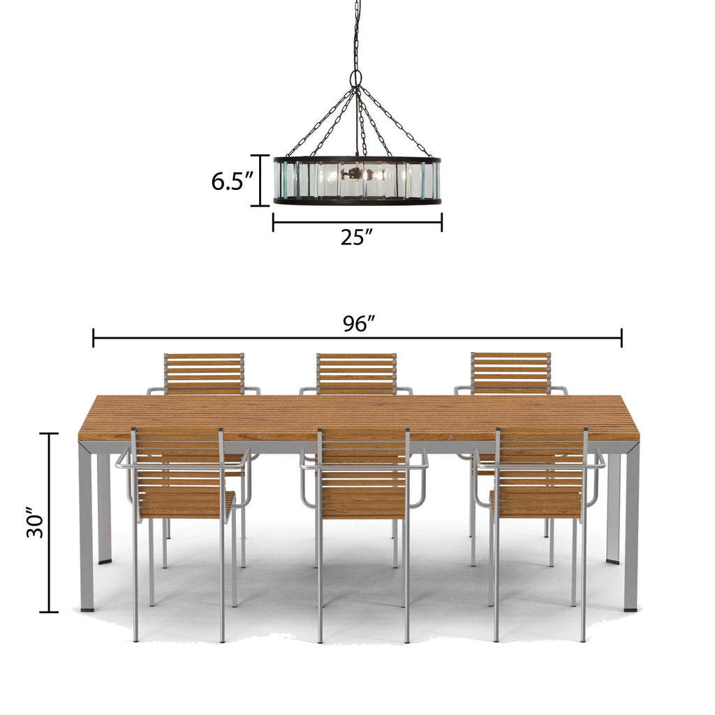 25"W 3-Light Black Metal and Glass Hanging Pendant Lamp