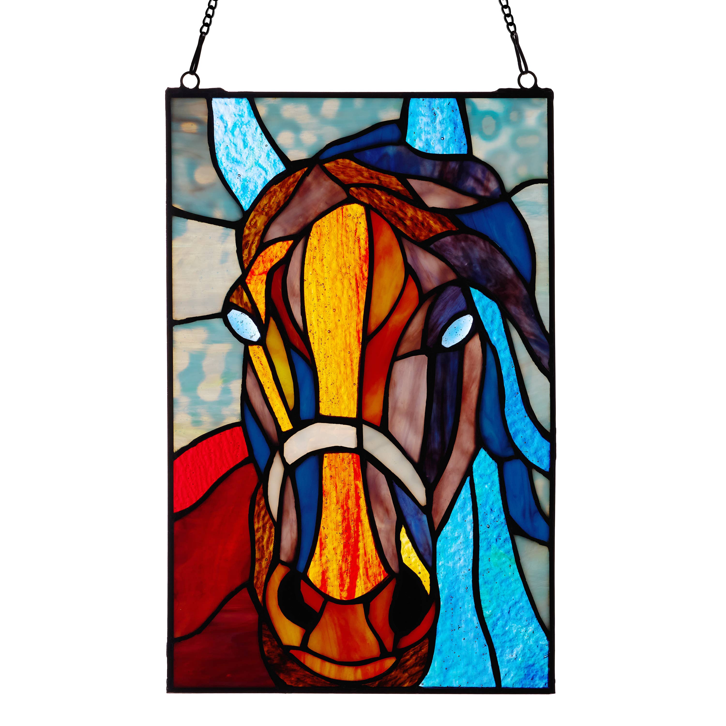 13"H Roz Horse Stained Glass Window Panel