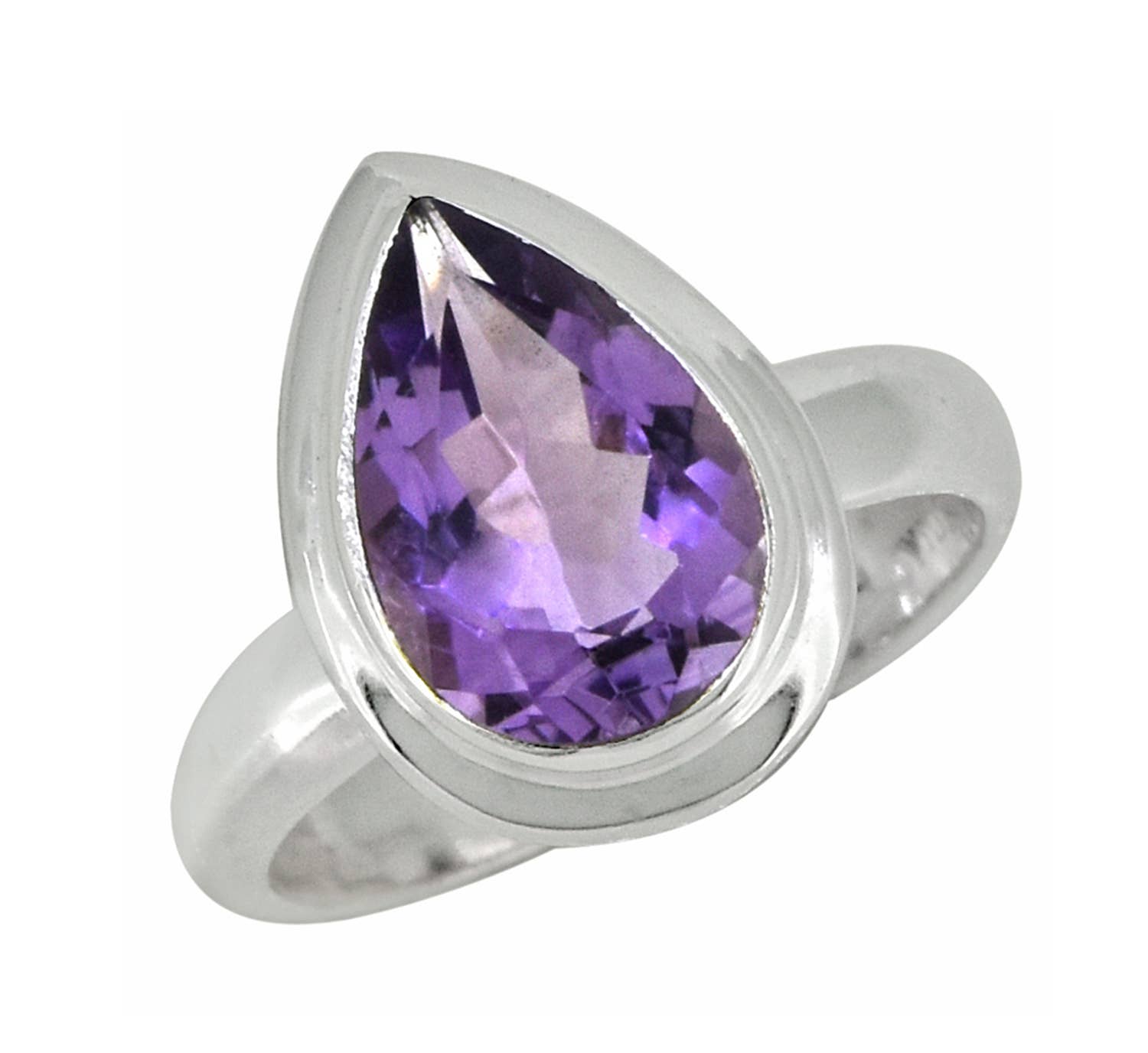 Purple Amethyst 925 Sterling Silver Solitaire Ring: 9