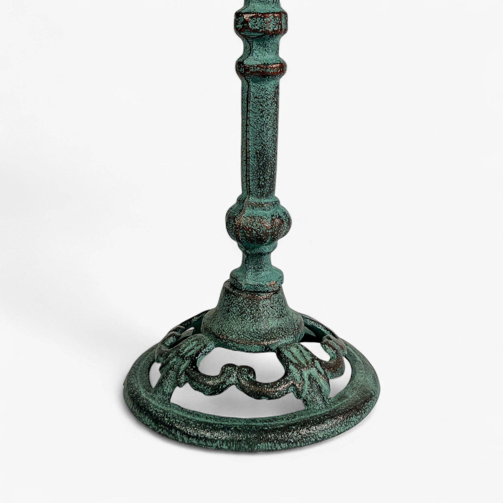 Pedestal Bird Bath Cast Iron Green Patina Garden Decor
