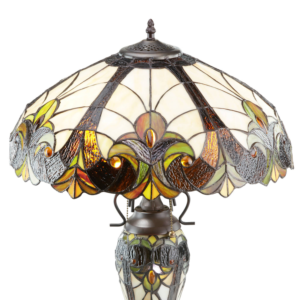 24.5" Halston Amber Double Lit Stained Glass Table Lamp