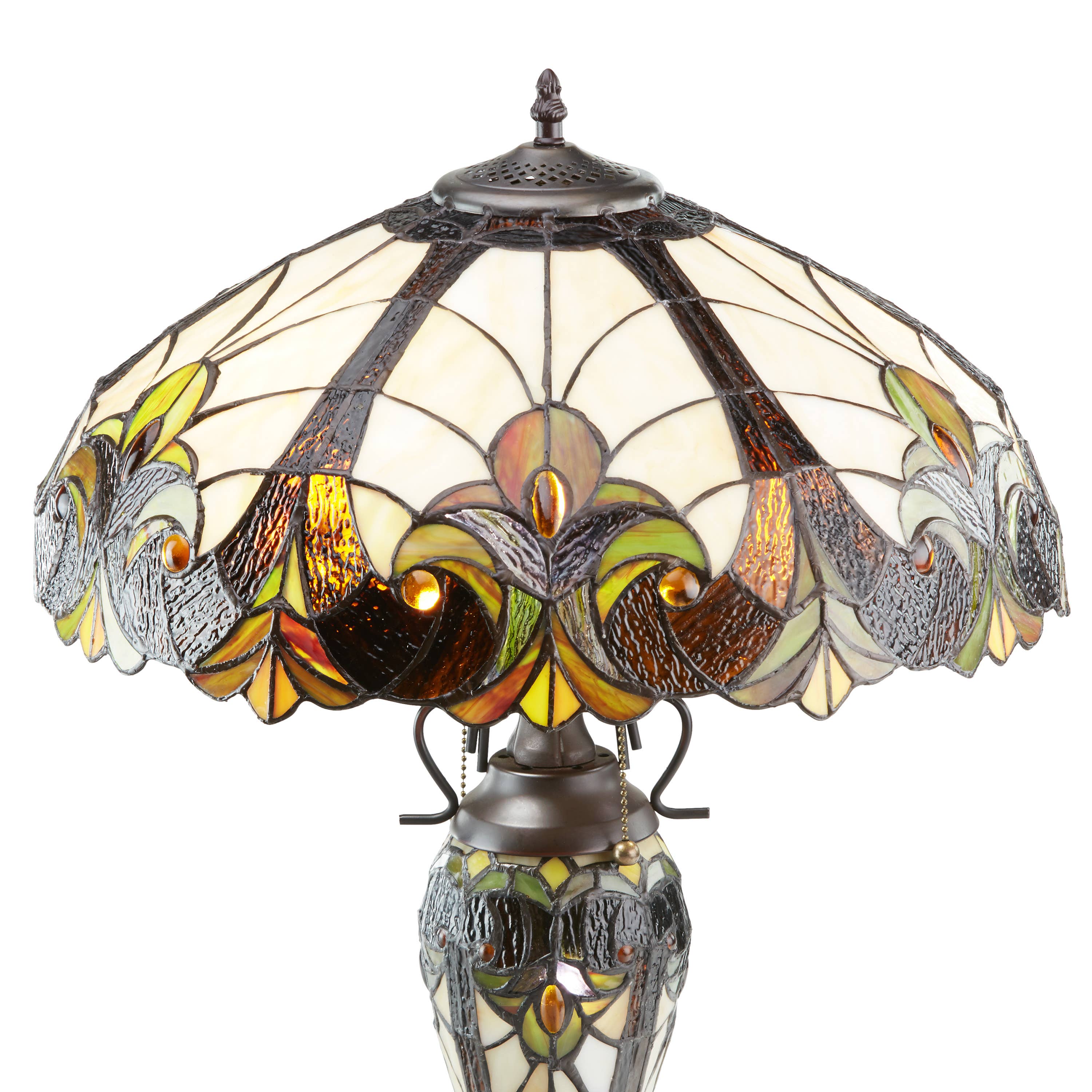 24.5" Halston Amber Double Lit Stained Glass Table Lamp