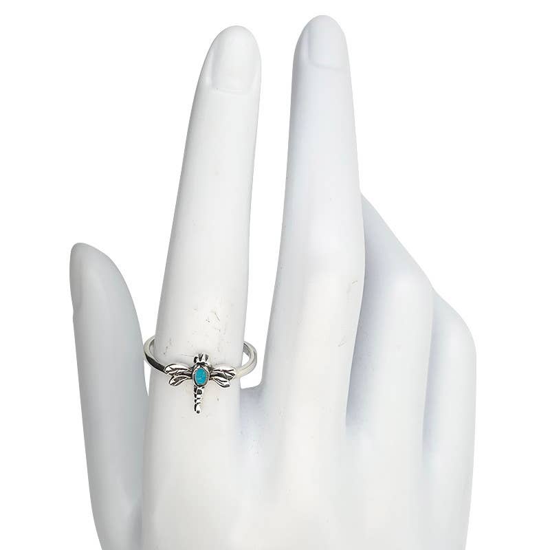 Turquoise Sterling Silver Dragonfly Ring: 9