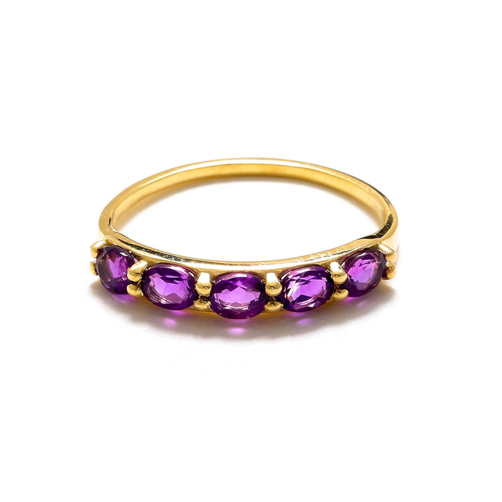 10K Yellow Gold Amethyst Solitaire Ring: 7