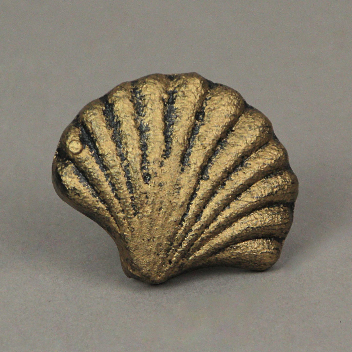 Set of 6 Gold Cast Iron Scallop Sea Shell Drawer Pulls