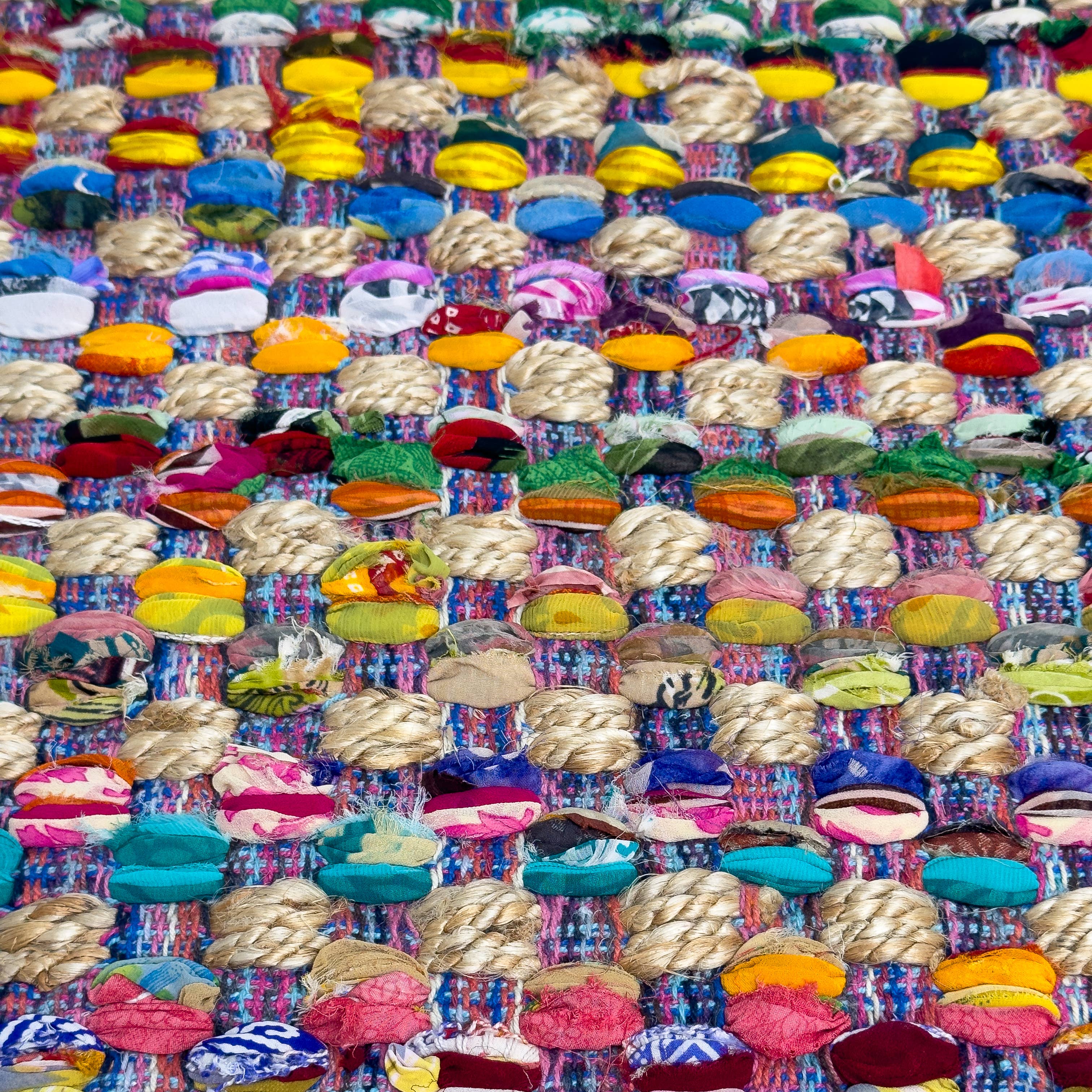 Colorful Jute Rug with Fringe