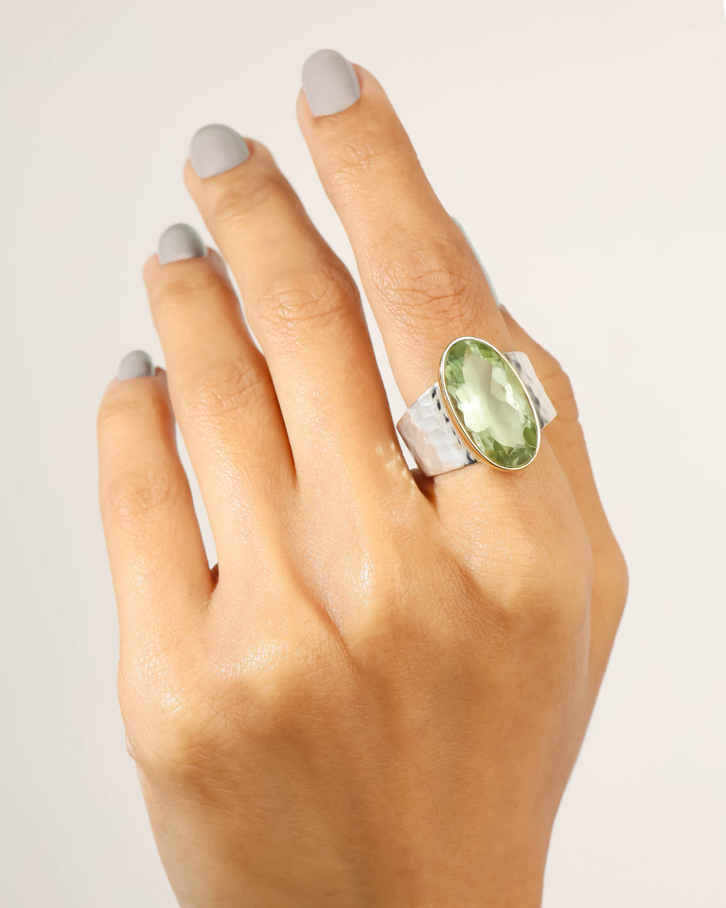 925 Sterling Silver Green Amethyst Verdant Mirage Ring: 10