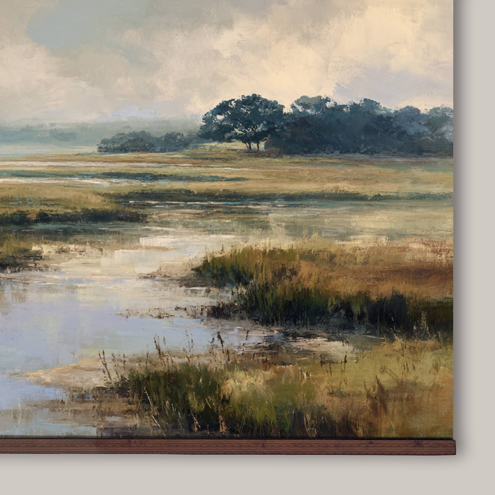 Marsh Egret Wall Art Canvas– Coastal Landscape: 32''Hx48''W