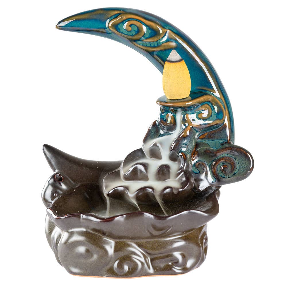 MOON WITH WATERFALL BACKFLOW CONE BURNER/ASSORTED COLORS