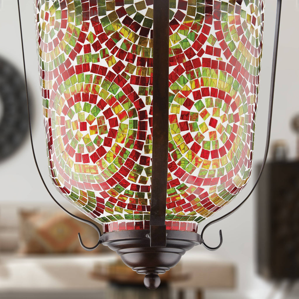 15.5" Anjelica Bullet-Shaped Red & Green Glass Ceiling Light