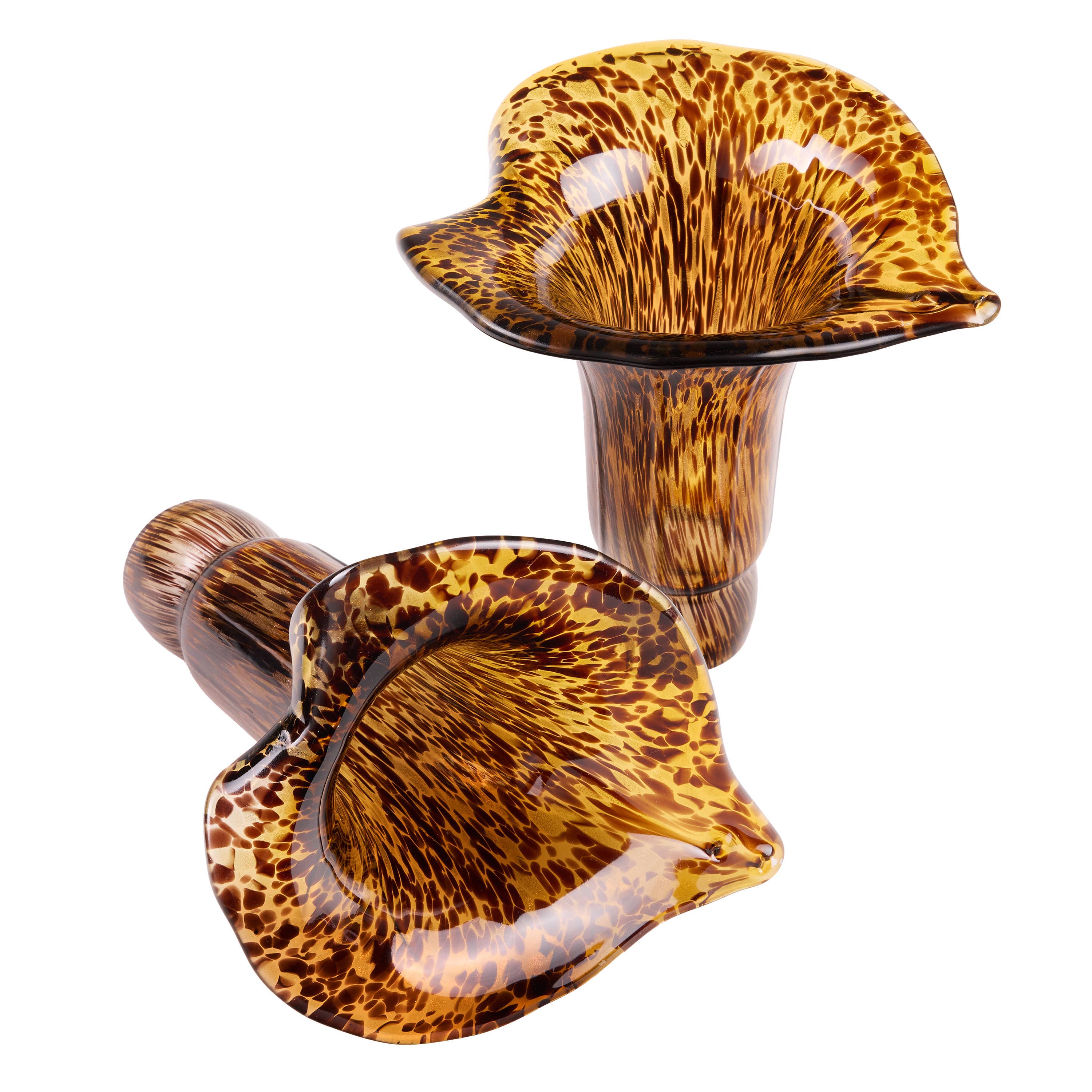 20"H Amber Hand Blown Glass 5 Calla Lily Uplight Table Lamp