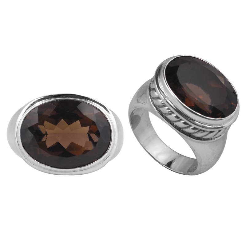 Sterling Silver Smoky Quartz Ring Size 7 – Kamaron Bali