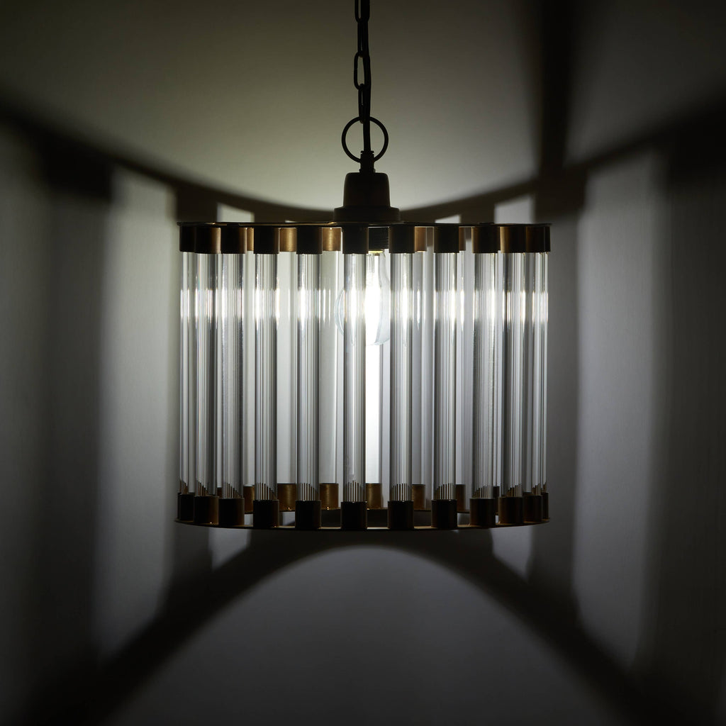 13"W Clear & Gold Glass and Metal Pendant Light