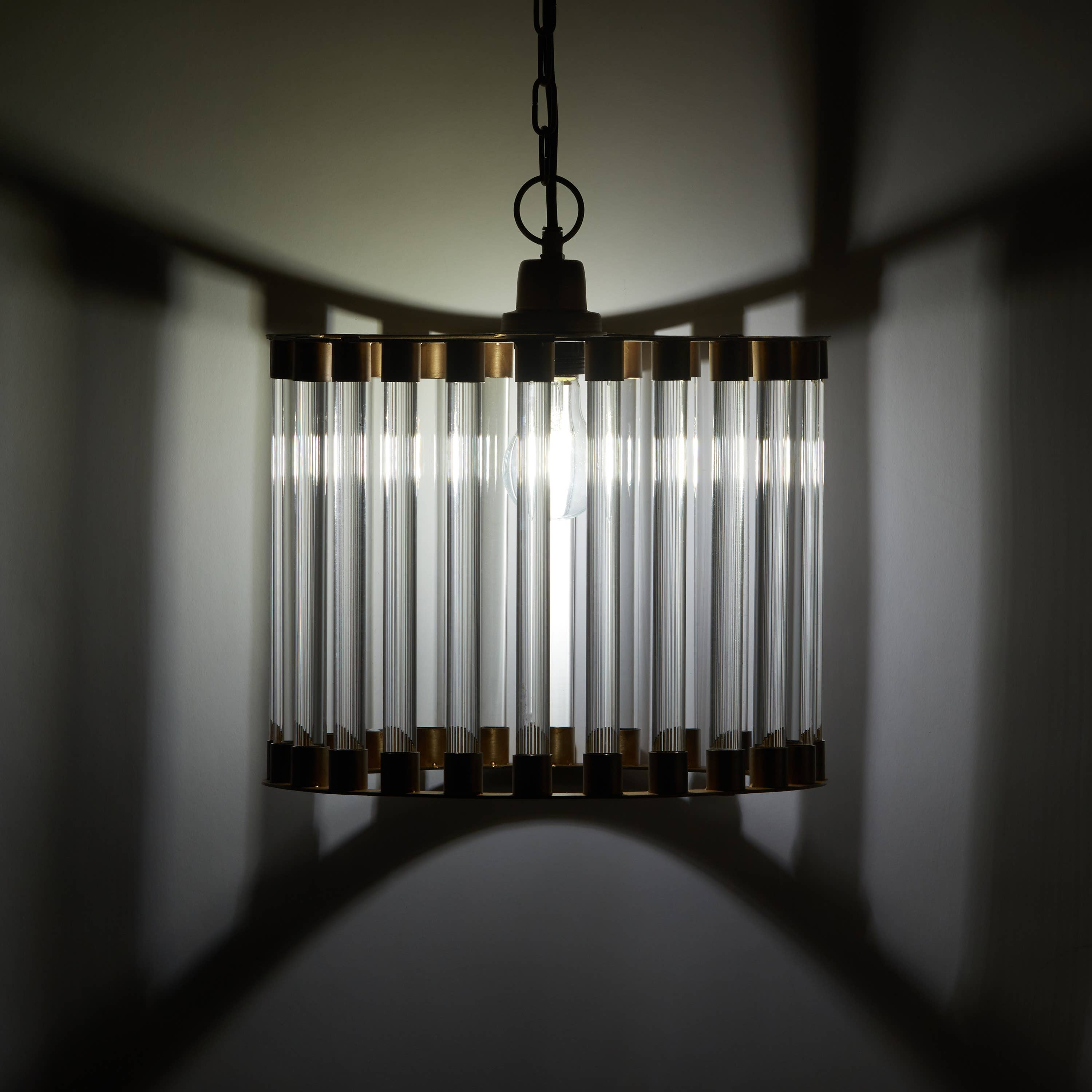 13"W Clear & Gold Glass and Metal Pendant Light