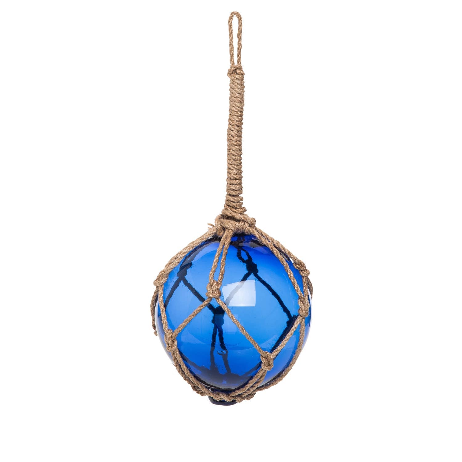 Fishing Float Glass Cobalt Blue Ball With Rope