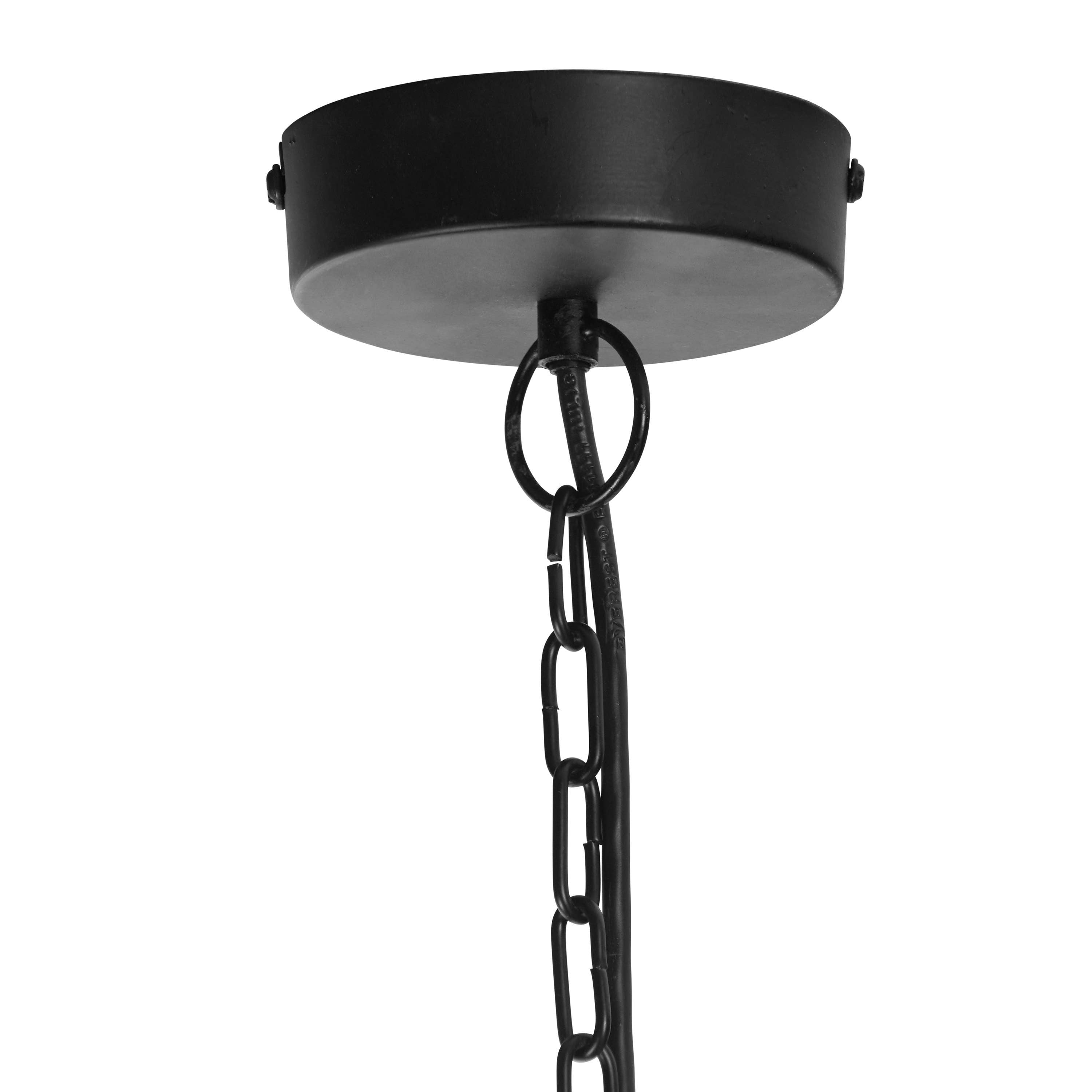 25"W 3-Light Black Metal and Glass Hanging Pendant Lamp