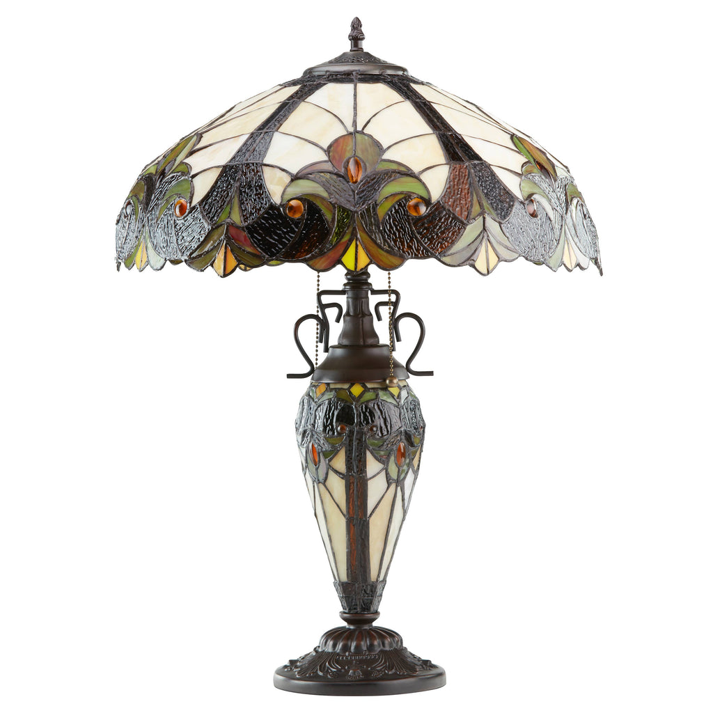 24.5" Halston Amber Double Lit Stained Glass Table Lamp