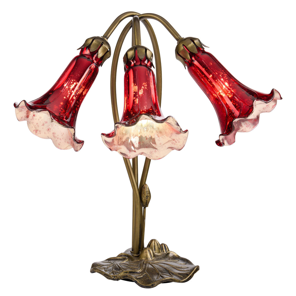 16"H Hand Blown Glass 3 Lily Downlight Table Lamp