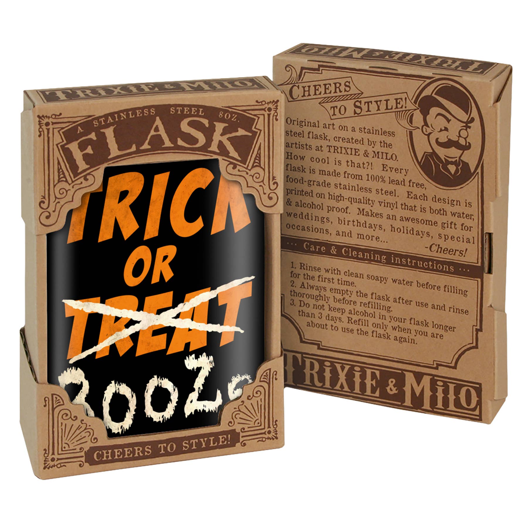 Flask - Trick or Treat (BOOZE), Halloween **LAST CALL**