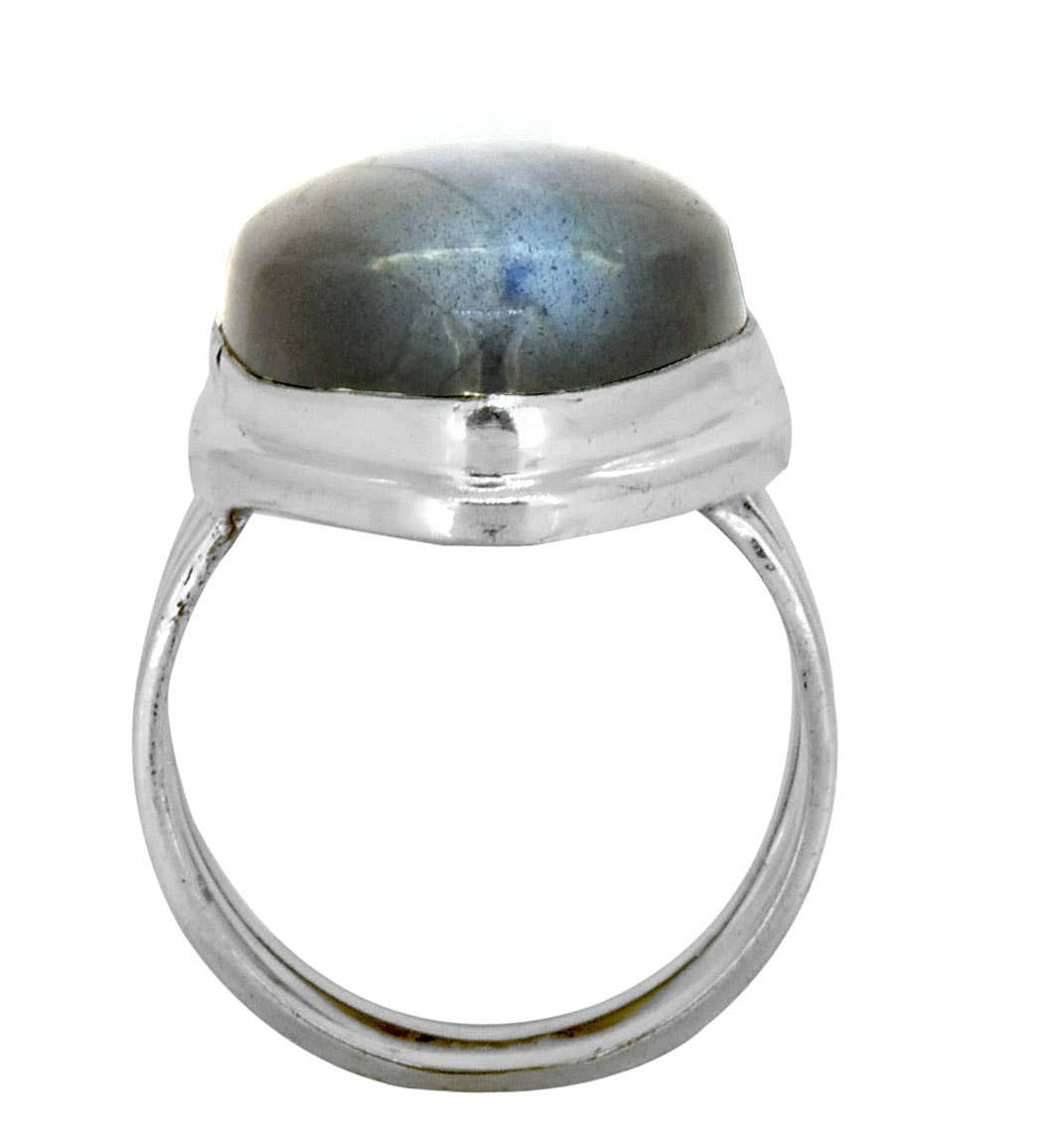 Labradorite 925 Sterling Silver Bold Ring: 8