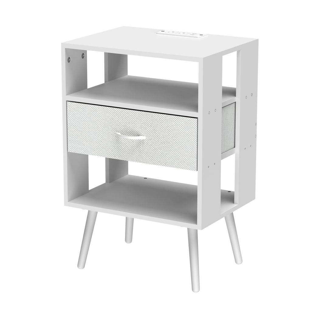2-Pack Modern Nightstand with Charging Station, White: Default