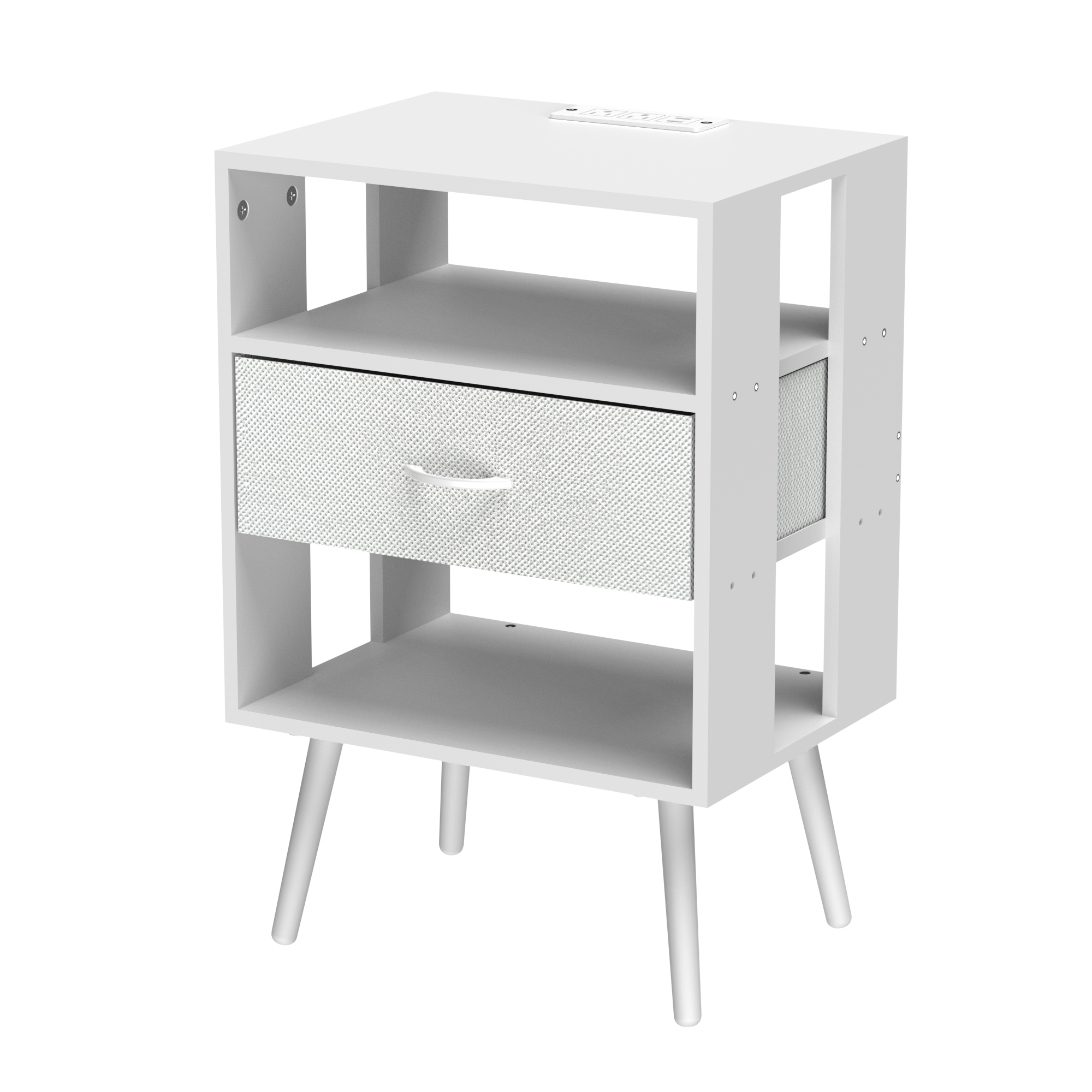 2-Pack Modern Nightstand with Charging Station, White: Default
