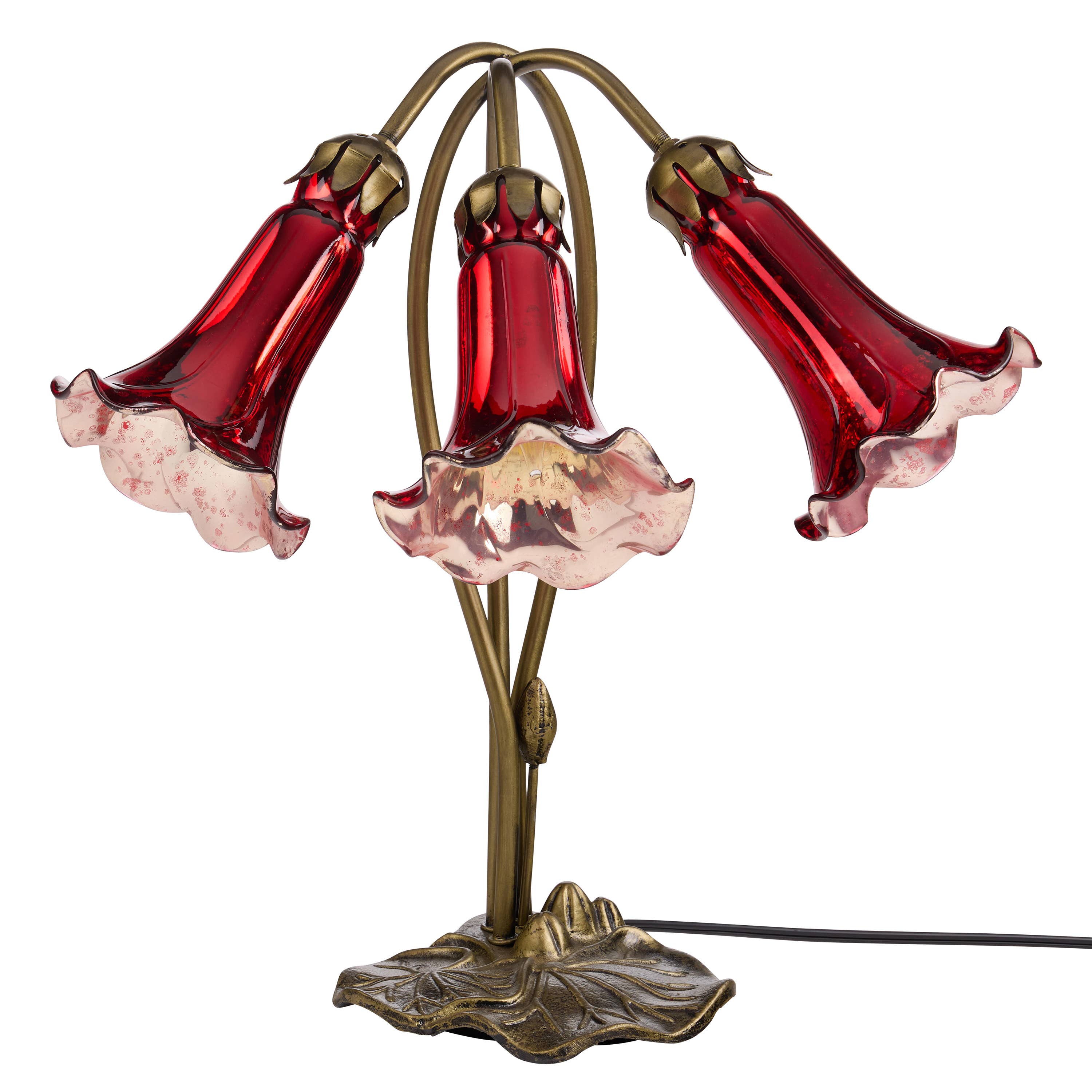 16"H Hand Blown Glass 3 Lily Downlight Table Lamp