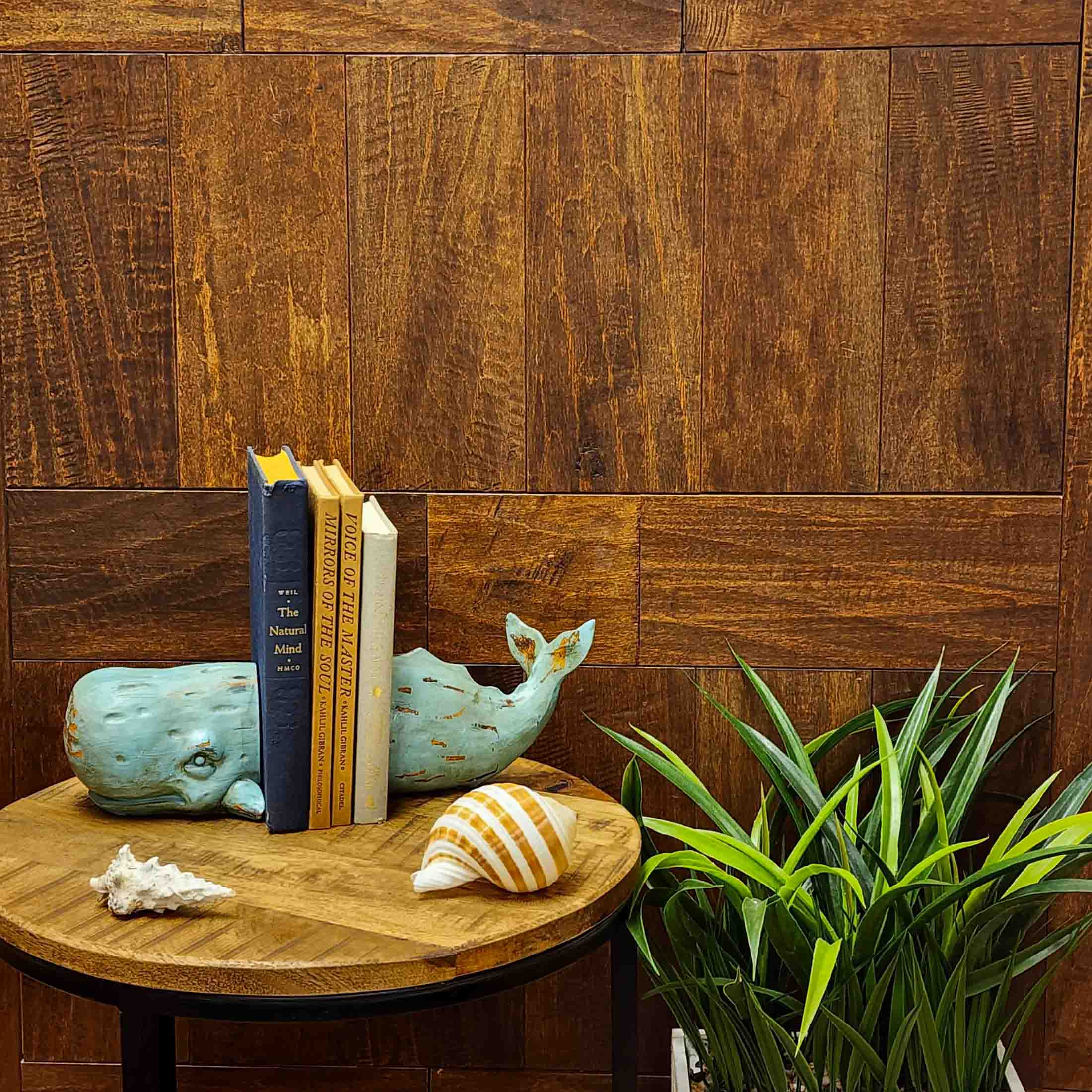 Resin Verdigris Whale Bookends Bookshelf Décor