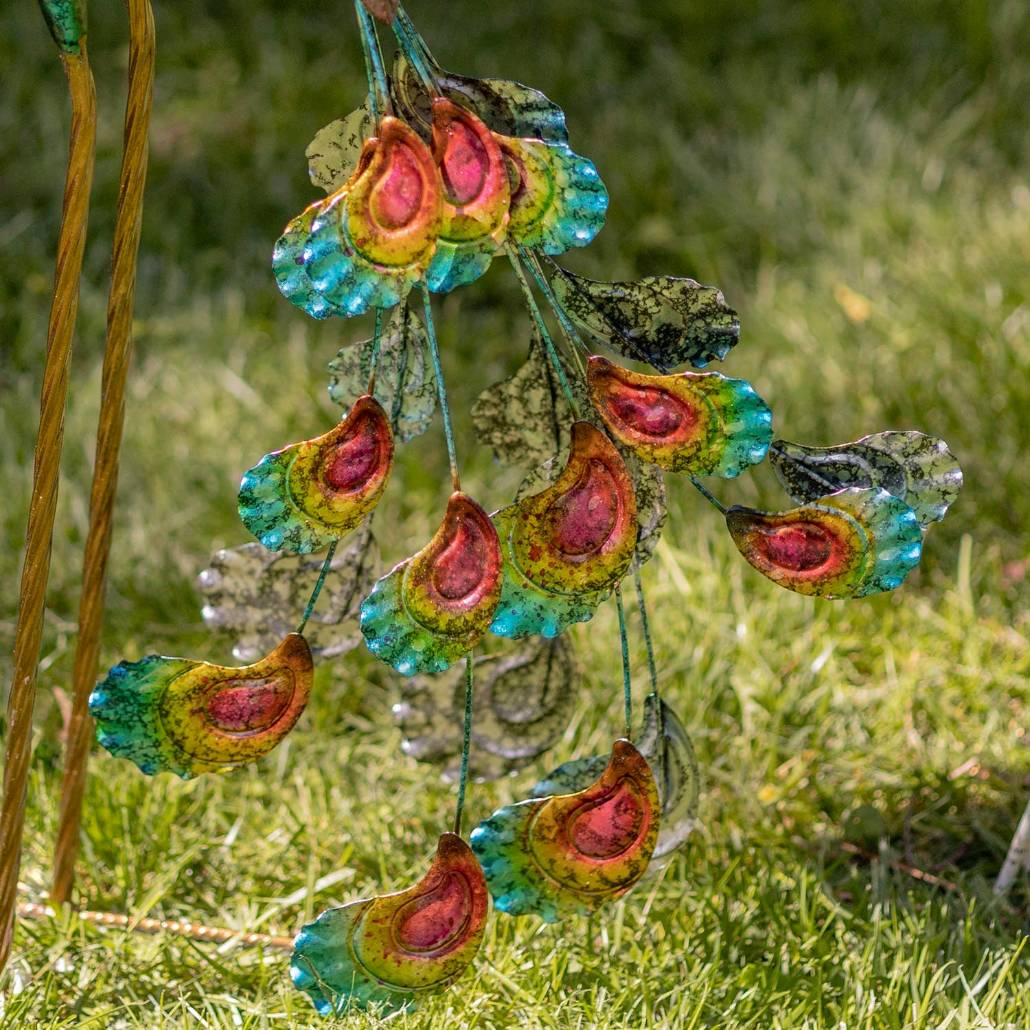 35" Tall Standing Colorful Iron Peacocks in 2 Assorted Style