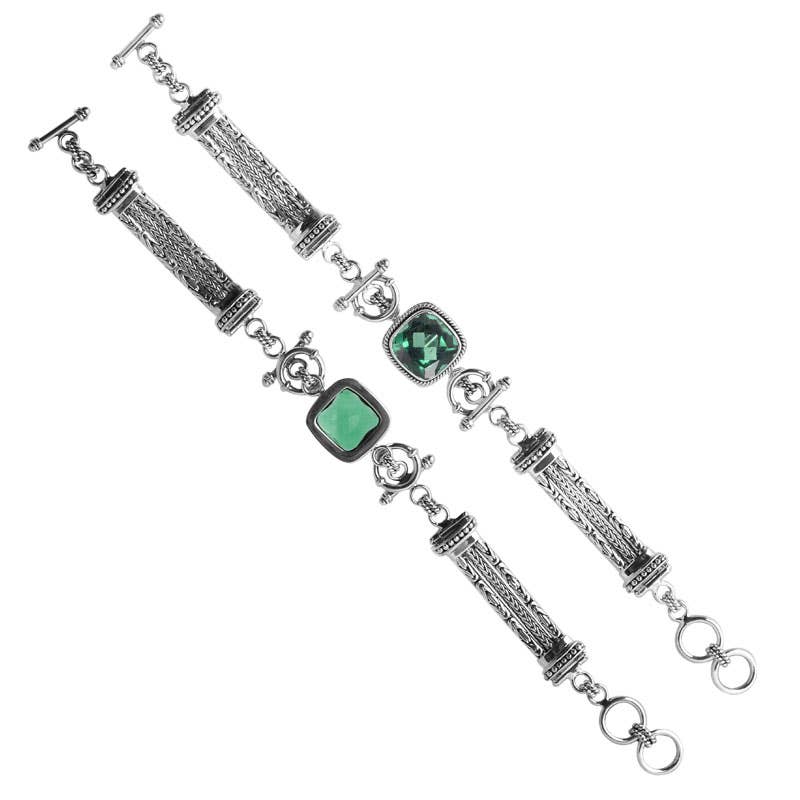 Sterling Silver Green Amethyst Bracelet - Kamaron Bali
