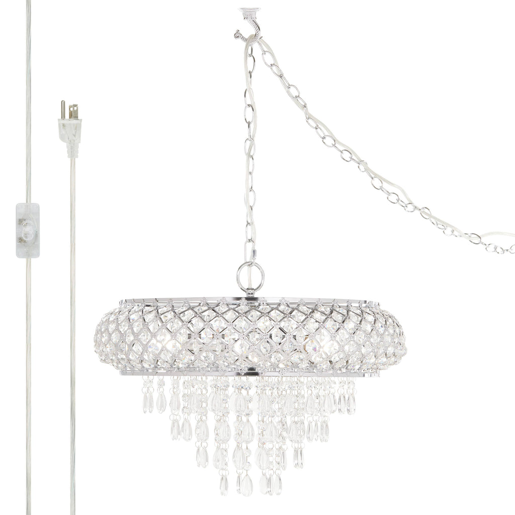 19" Chrome and Faceted Crystal Glam Chandelier