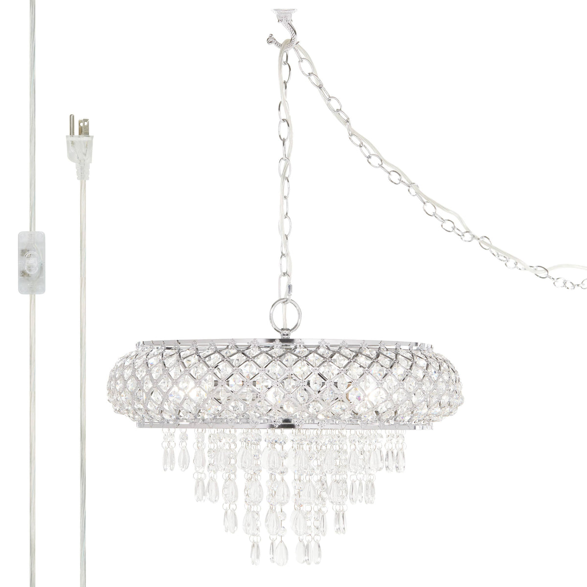 19" Chrome and Faceted Crystal Glam Chandelier