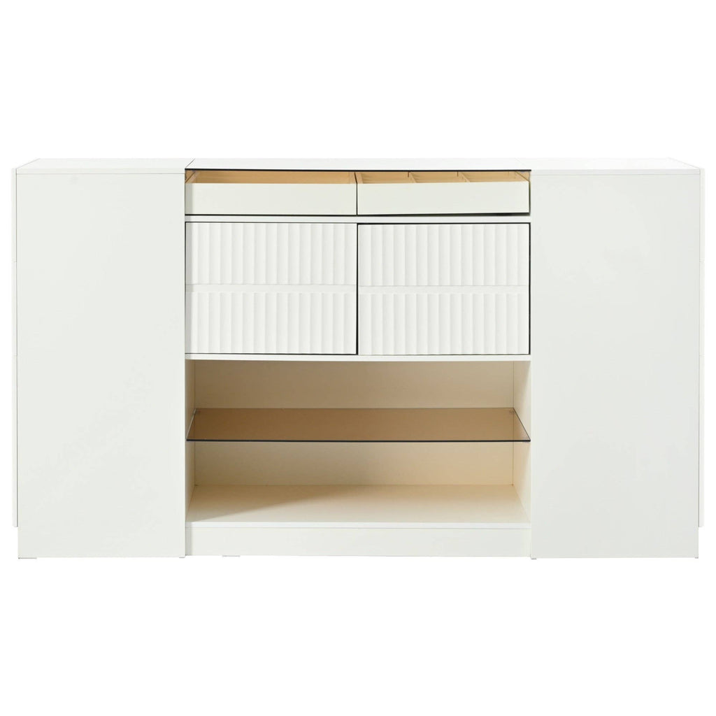 Modern Luxury Island Vanity Dresser with Glass Top&6 Drawer: Default